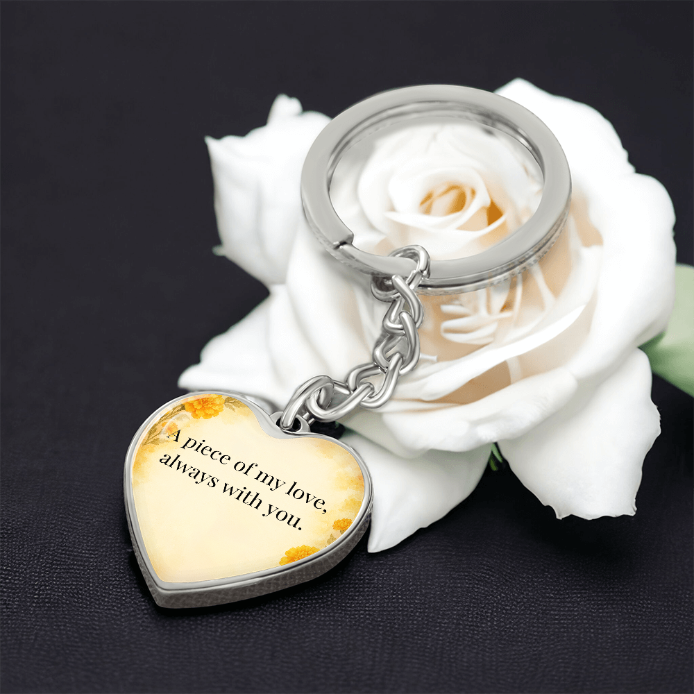 “A Piece of My Love” Heart Keychain – October Marigold