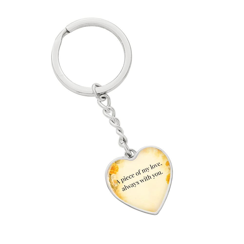 “A Piece of My Love” Heart Keychain – October Marigold