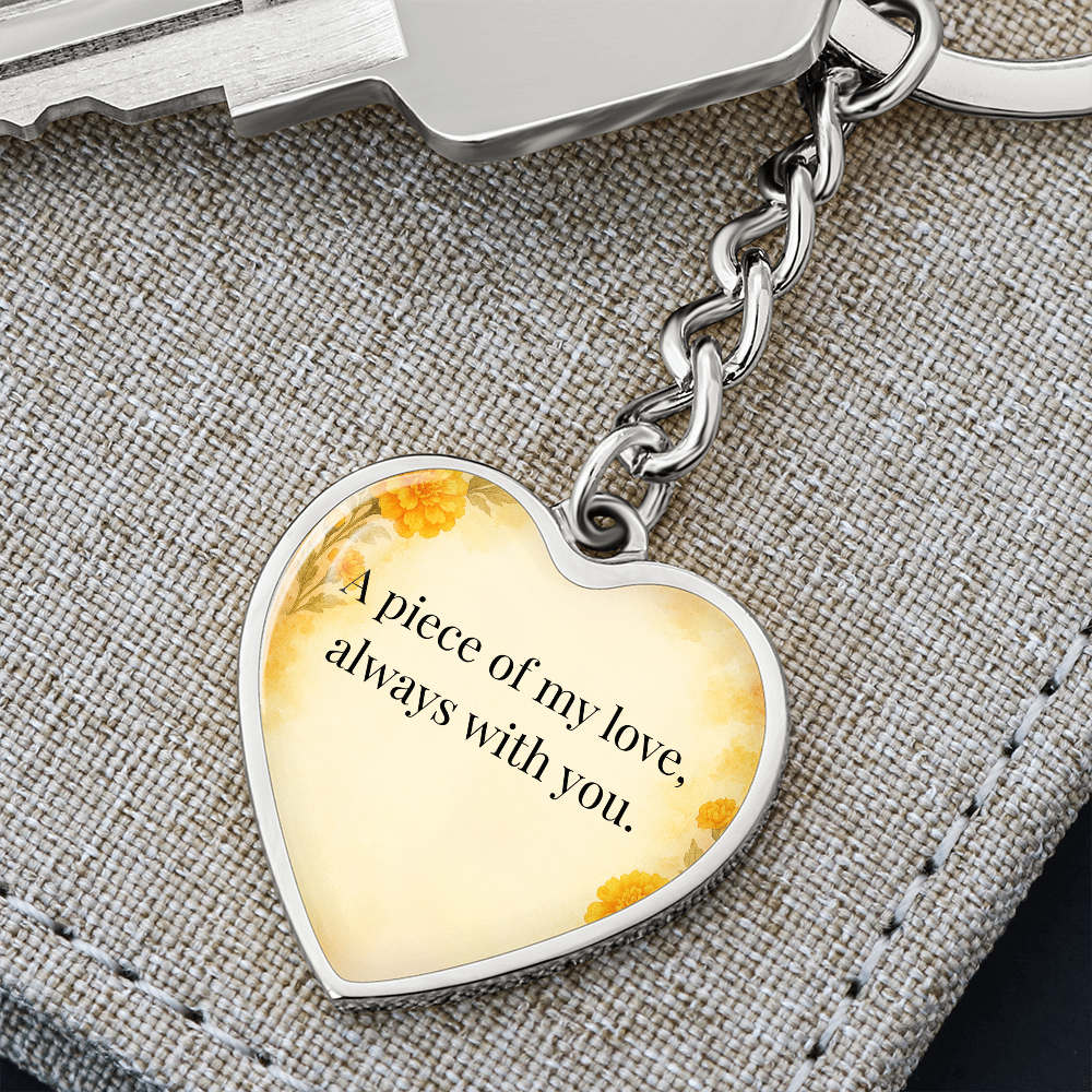 “A Piece of My Love” Heart Keychain – October Marigold
