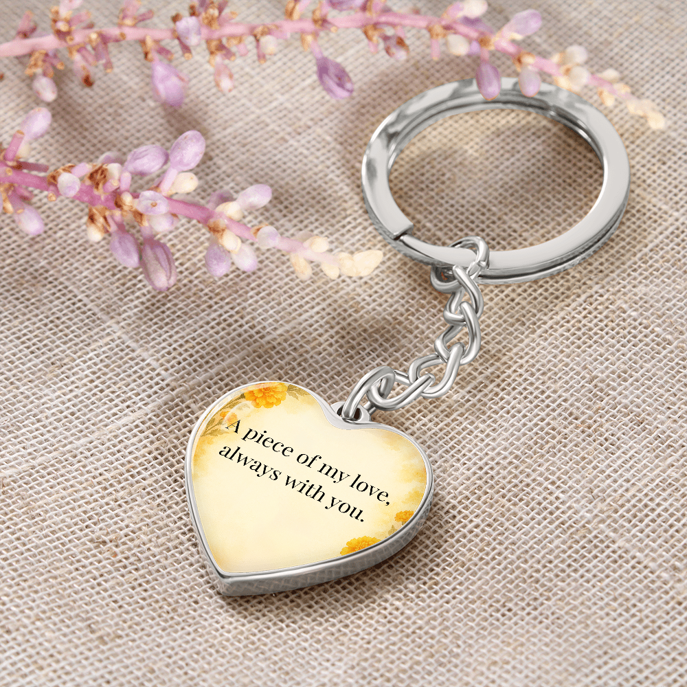“A Piece of My Love” Heart Keychain – October Marigold