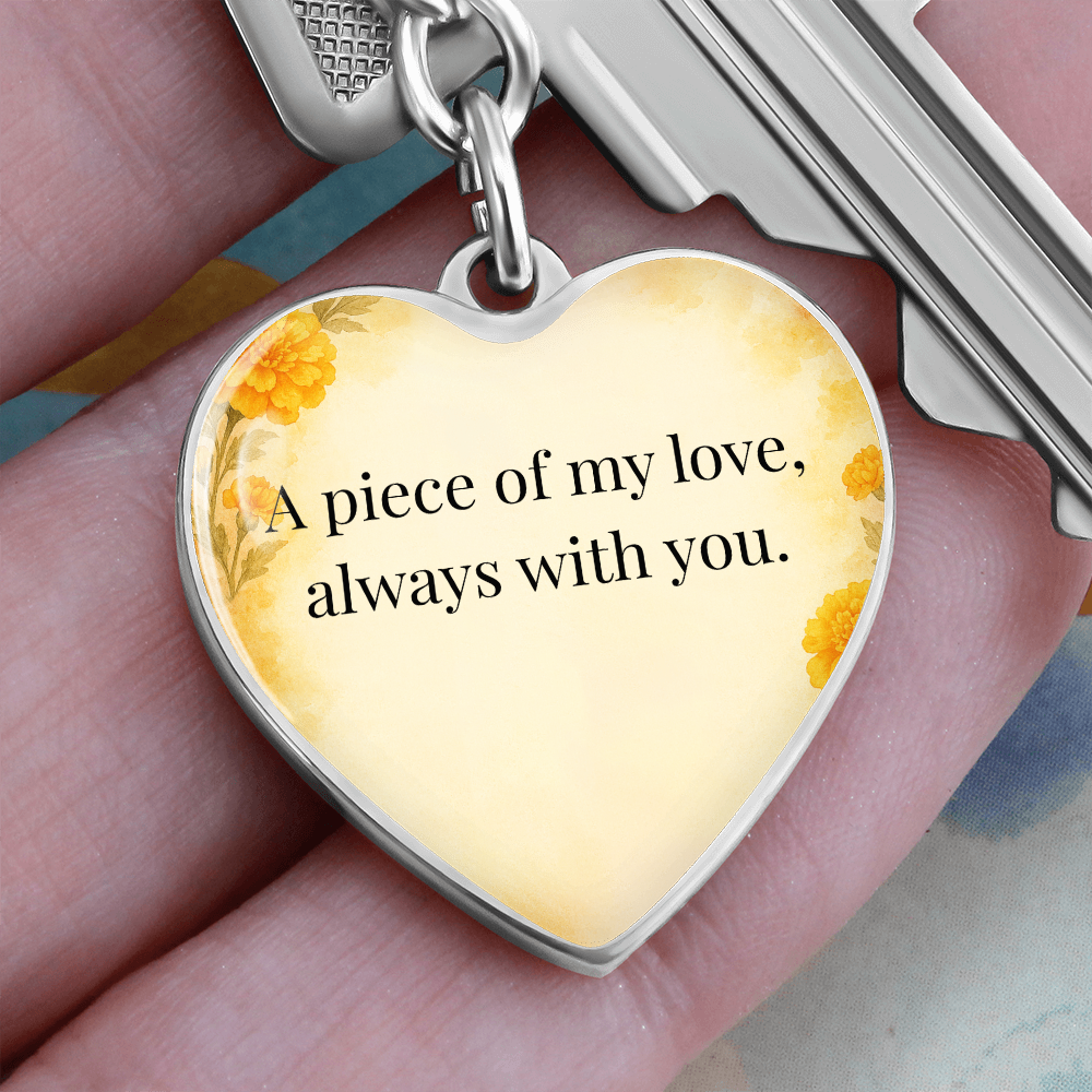 “A Piece of My Love” Heart Keychain – October Marigold