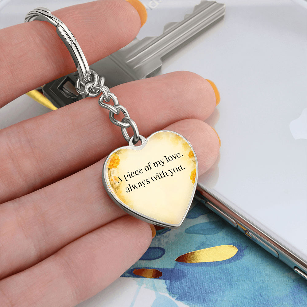“A Piece of My Love” Heart Keychain – October Marigold
