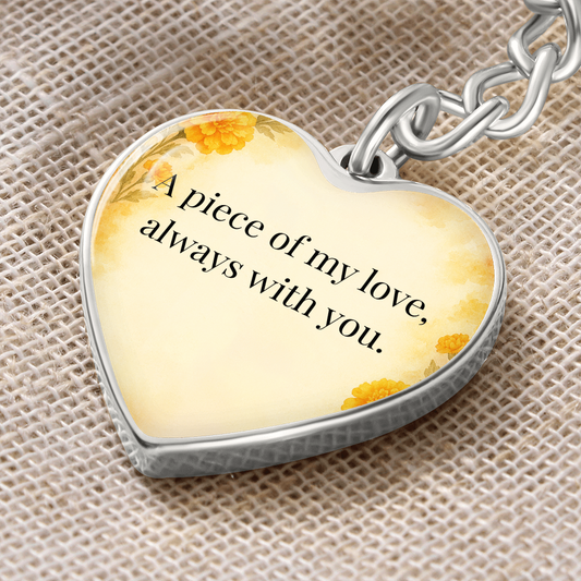“A Piece of My Love” Heart Keychain – October Marigold