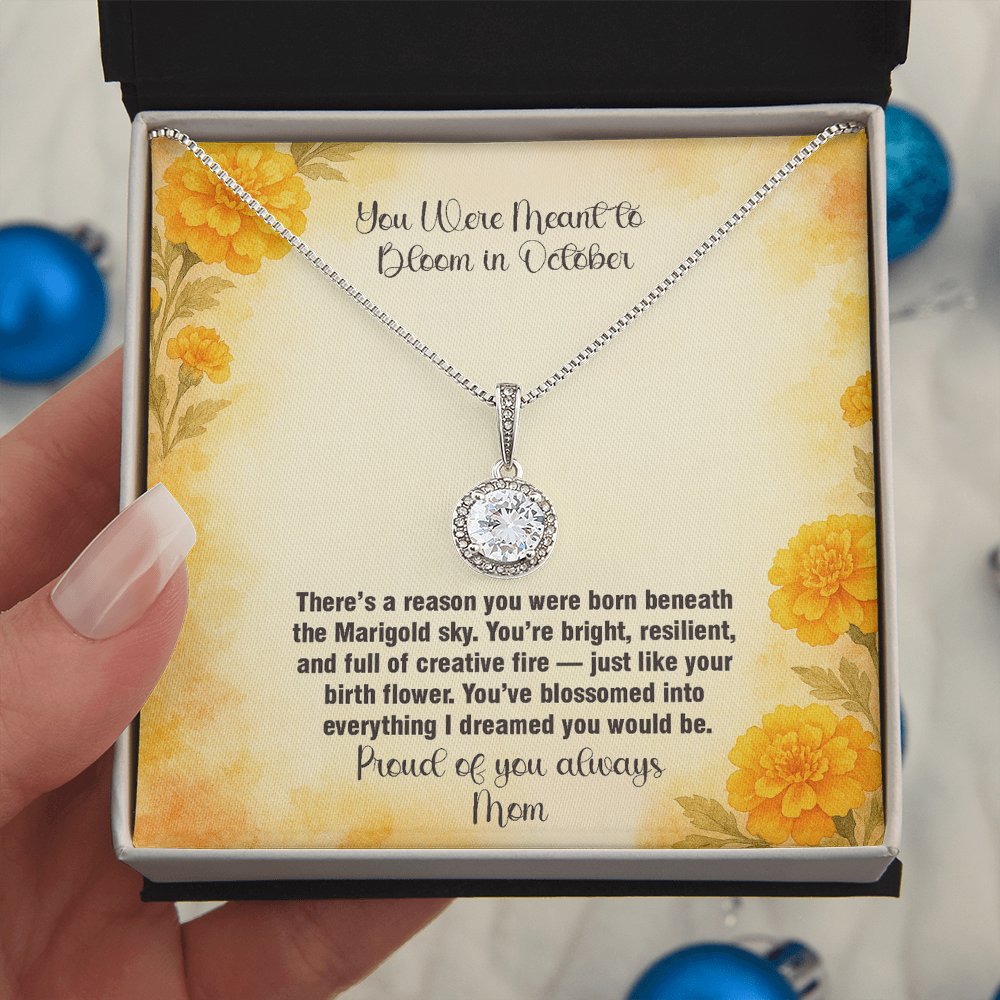 October Marigold Birth Flower Necklace – Eternal Hope Pendant for Daughters