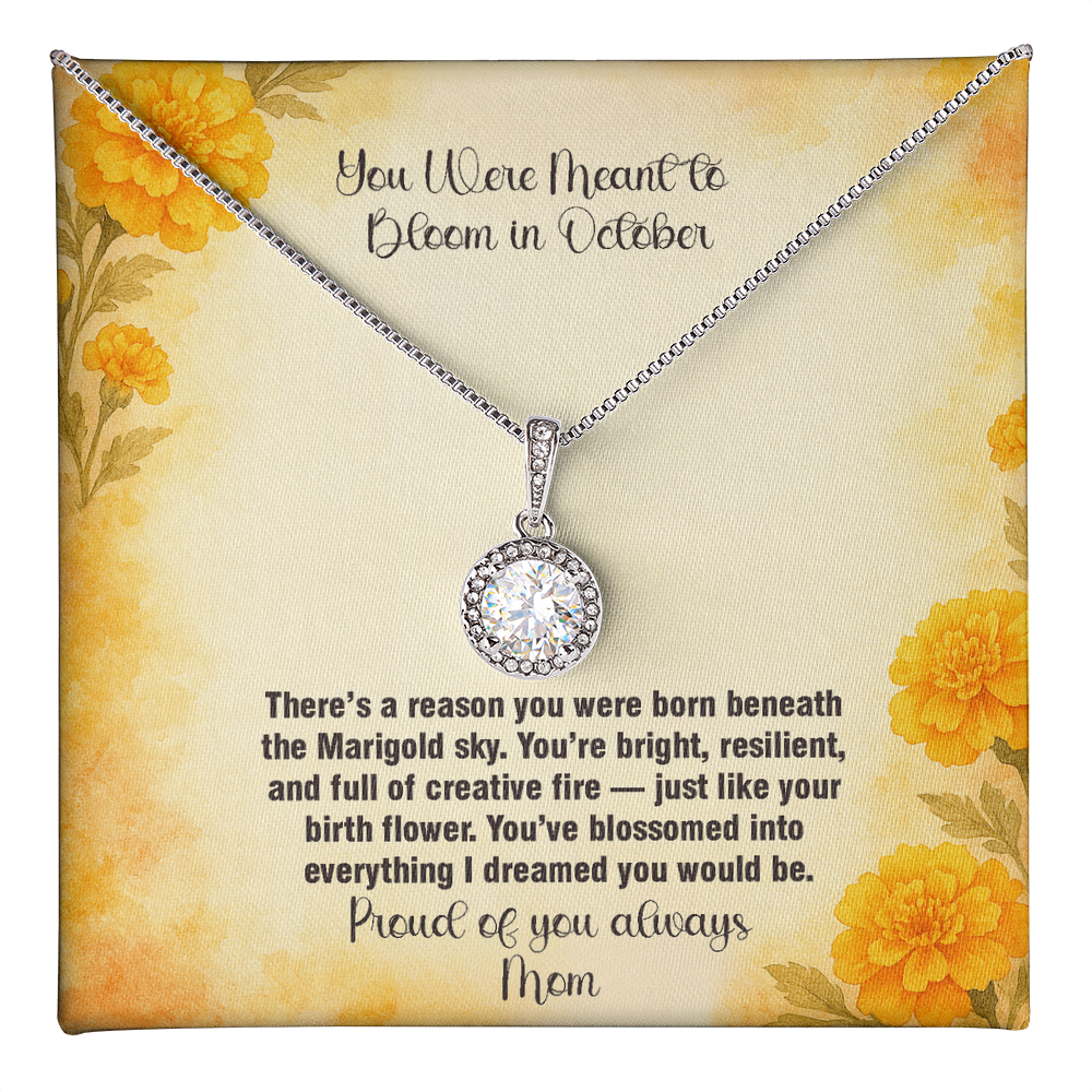 October Marigold Birth Flower Necklace – Eternal Hope Pendant for Daughters