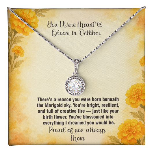 October Marigold Birth Flower Necklace – Eternal Hope Pendant for Daughters