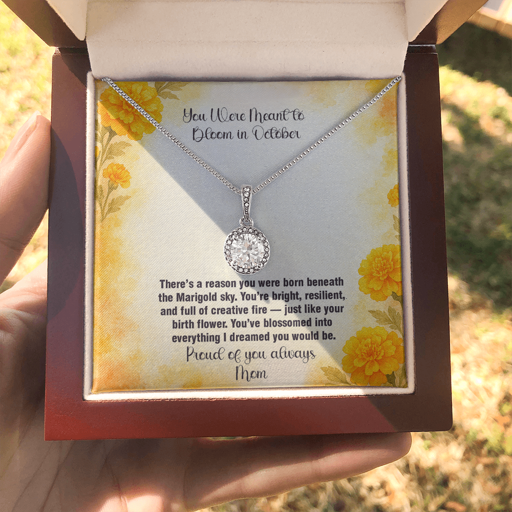 October Marigold Birth Flower Necklace – Eternal Hope Pendant for Daughters
