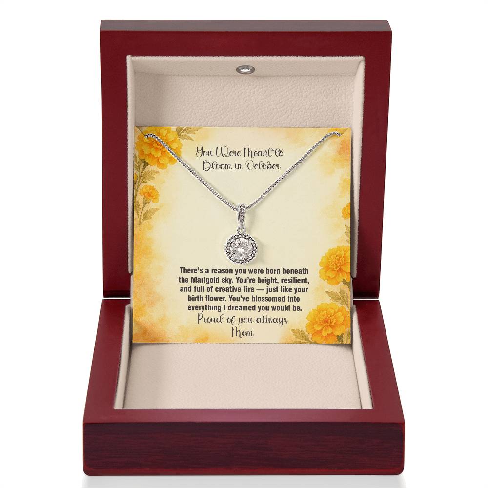 October Marigold Birth Flower Necklace – Eternal Hope Pendant for Daughters