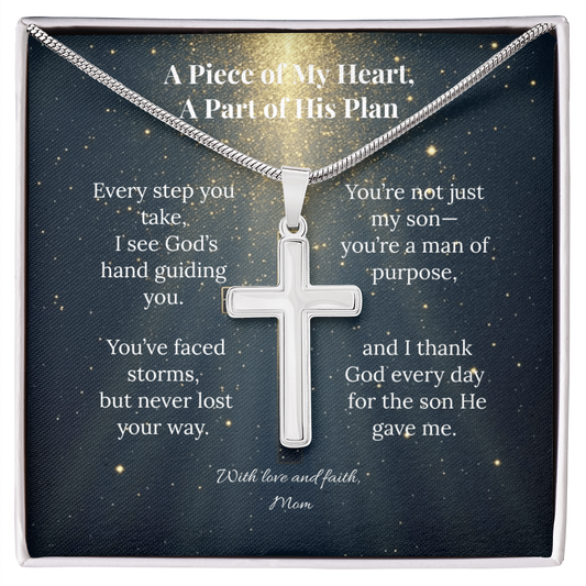 A Piece of My Heart, A Part of His Plan – Artisan Cross Necklace